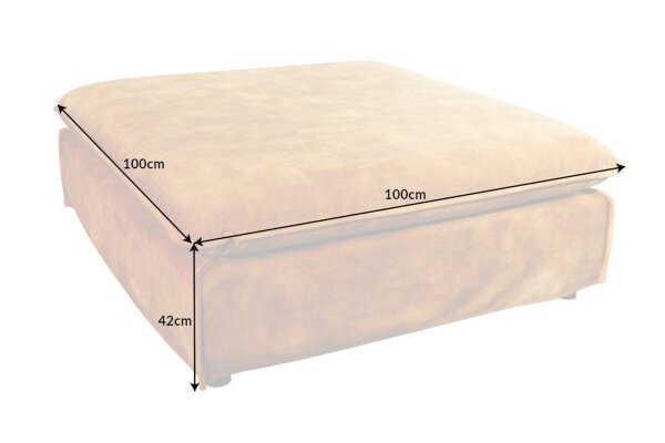 Polsterhocker Samt Gelb 100 cm lang waschbarer Bezug