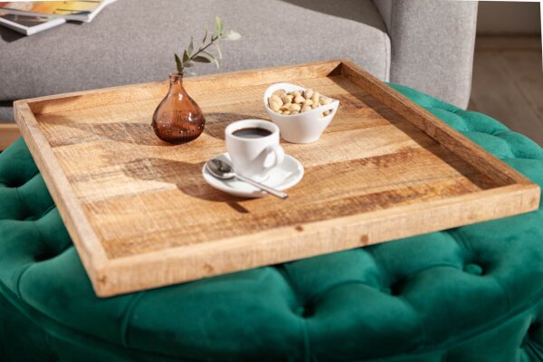 Tablett Mangoholz mit erhöhtem Rand 50 cm Handarbeit
