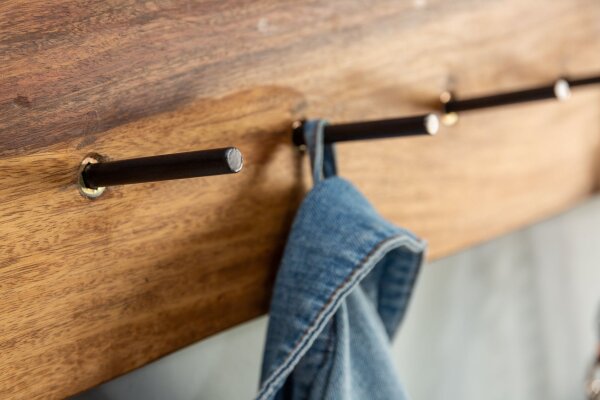 Wandgarderobe Sheesham Holz massiv 80 cm lang 6 Haken