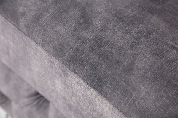 Sitzhocker Samt Metall Chesterfield Grau Silber L: 92 cm