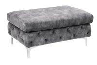 Sitzhocker Samt Metall Chesterfield Grau Silber L: 92 cm