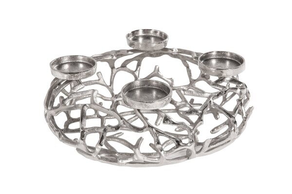 Kerzenständer rund Ø 38 cm Handarbeit in Silber GARONNE