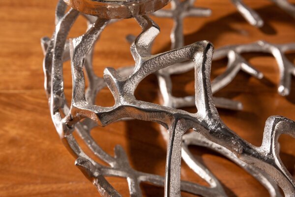 Kerzenständer rund Ø 38 cm Handarbeit in Silber GARONNE