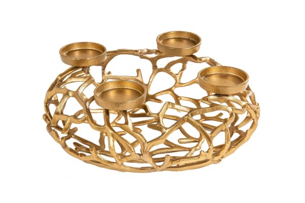 Kerzenständer für Blockkerzen Ø 38 cm Handarbeit in Gold