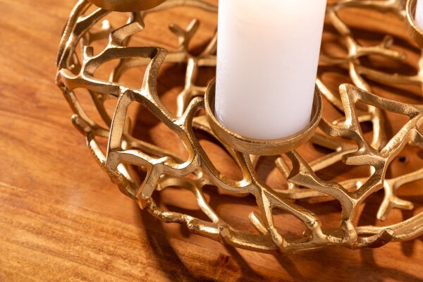 Kerzenständer für Blockkerzen Ø 38 cm Handarbeit in Gold