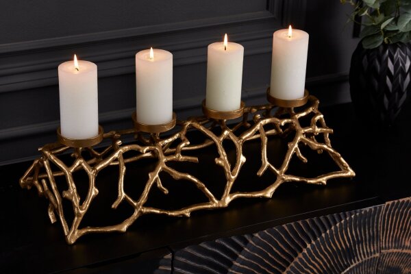 Kerzenständer für Stumpenkerzen 60 cm Handarbeit in Gold