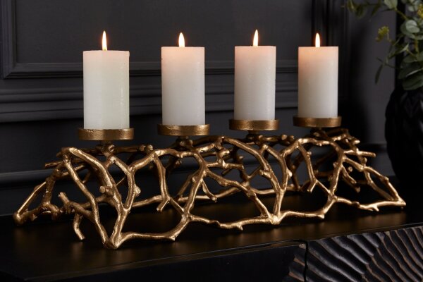 Kerzenständer für Stumpenkerzen 60 cm Handarbeit in Gold