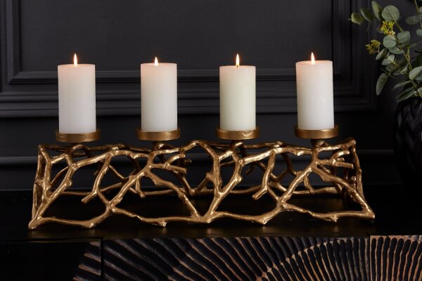 Kerzenständer für Stumpenkerzen 60 cm Handarbeit in Gold
