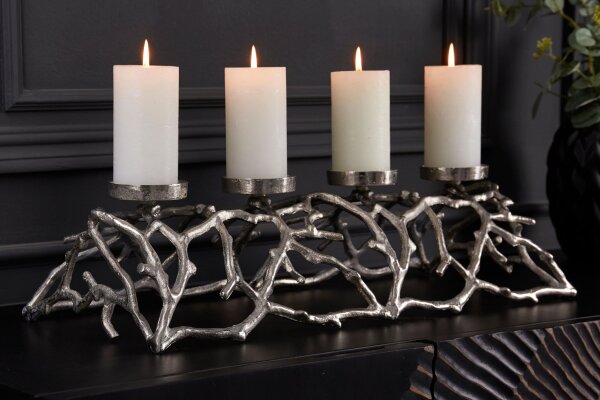 Kerzenständer für Blockkerzen L: 60 cm Handarbeit in Silber