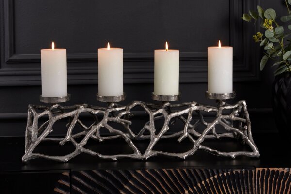 Kerzenständer für Blockkerzen L: 60 cm Handarbeit in Silber