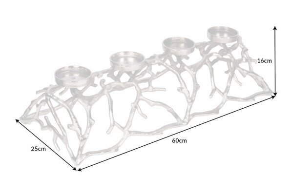 Kerzenständer für Blockkerzen L: 60 cm Handarbeit in Silber