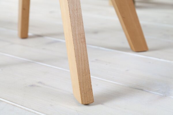 Drehstuhl Samt Holz ohne Rollen Creme Beige Natur