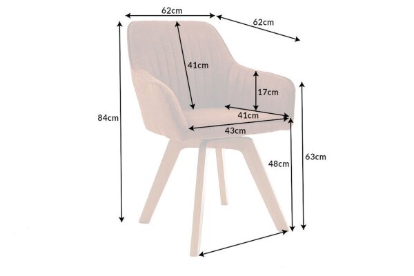 Drehstuhl ohne Rollen Stoff Holz Retro Braun LIVORNO