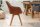 Drehstuhl ohne Rollen Stoff Holz Retro Braun LIVORNO
