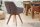 Drehstuhl ohne Rollen Grau Natur aus Stoff Holz Retro