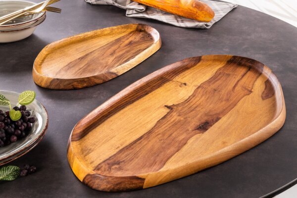 Tablett 2er Set Sheesham Holz massiv Handarbeit