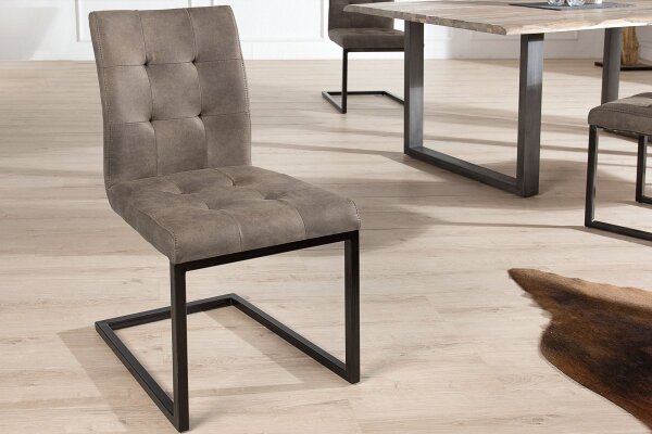 Freischwinger Stuhl Taupe Schwarz Stoff Metall SALEM
