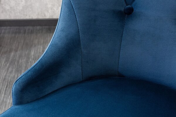 Esszimmerstuhl Blau Silber Barock aus Samt Metall mit Griff