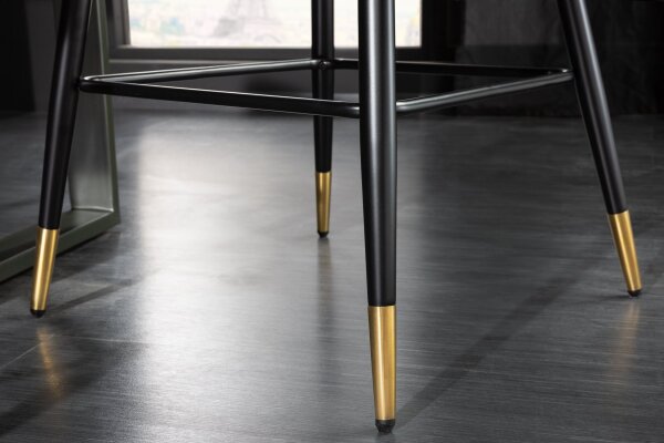 Barstuhl mit Lehne Samt Metall Grau Schwarz Gold VENUS