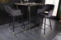 Barstuhl mit Lehne Samt Metall Grau Schwarz Gold VENUS