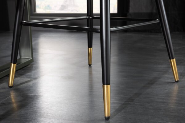 Tresenhocker Samt Metall in Greige Schwarz Gold Retro