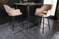 Tresenhocker Samt Metall in Greige Schwarz Gold Retro