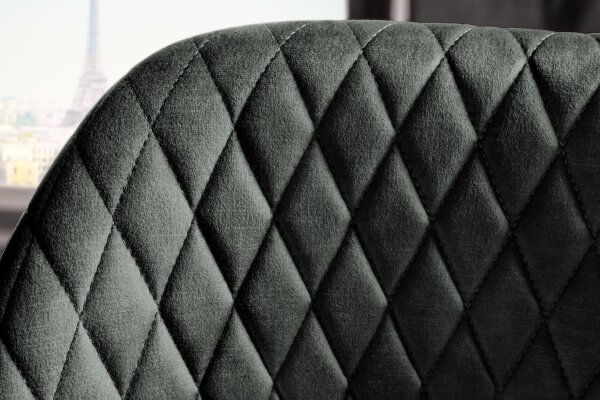 Tresenstuhl Samt Metall Retro in Schwarz Grün-Grau