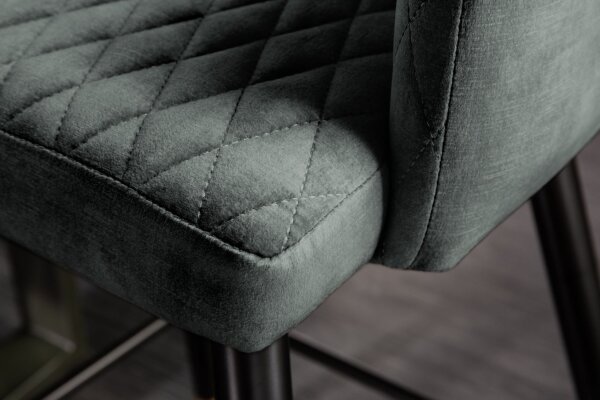 Tresenstuhl Samt Metall Retro in Schwarz Grün-Grau