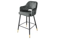 Tresenstuhl Samt Metall Retro in Schwarz Grün-Grau