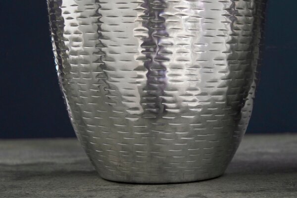 Dekovase 2er Set Hammerschlag Metall Unikat in Silber