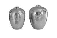 Dekovase 2er Set Hammerschlag Metall Unikat in Silber