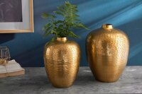 Deko Vase 2er Set Handarbeit Hammerschlag Unikat in Gold
