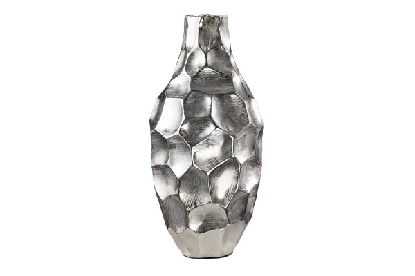 Dekovase in Silber Hammerschlag 45 cm hoch Metall Handarbeit