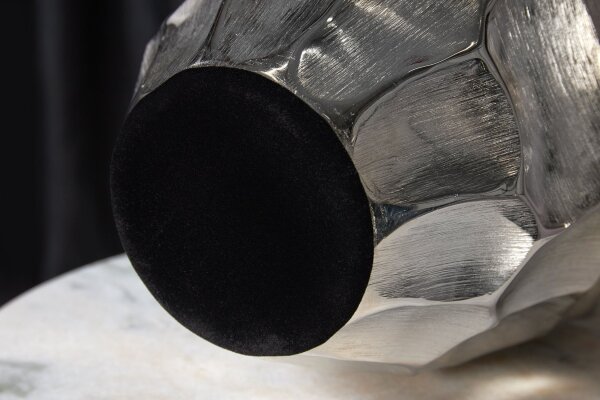 Dekovase in Silber Hammerschlag 45 cm hoch Metall Handarbeit