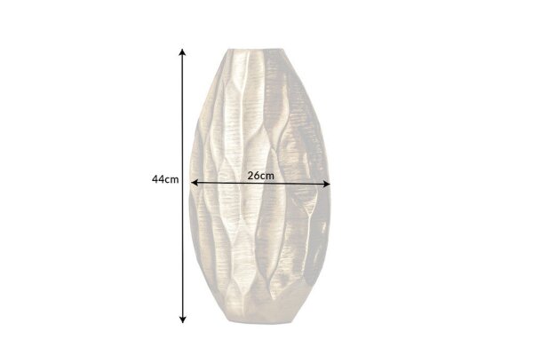 Dekovase Gold Handarbeit H: 44 cm Unikat Hammerschlag Metall