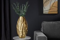 Dekovase Gold Handarbeit H: 44 cm Unikat Hammerschlag Metall