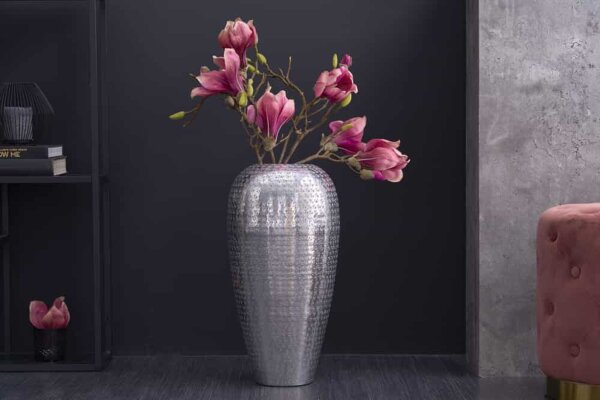 Dekovase Handarbeit H: 50 cm Hammerschlag Unikat in Silber