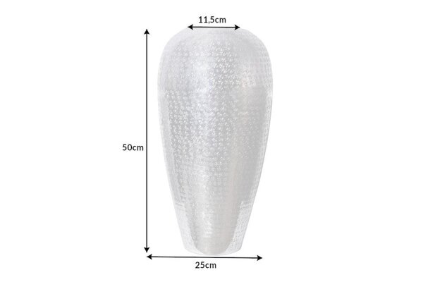 Dekovase Handarbeit H: 50 cm Hammerschlag Unikat in Silber