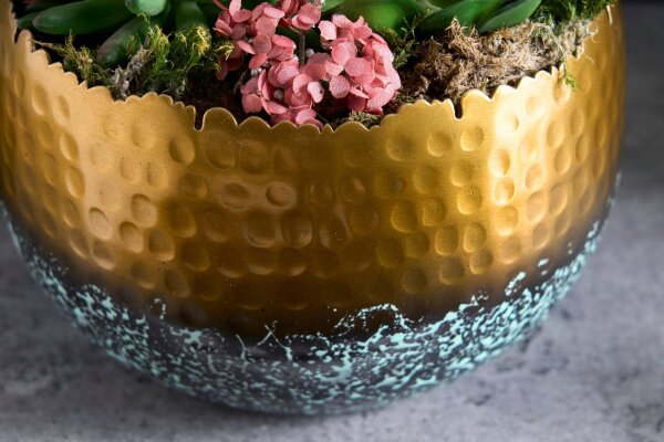 Deko Schale Metall Handarbeit Ø 18 cm klein Hammerschlag