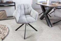 Drehstuhl ohne Rollen in Grau Schwarz aus Stoff Metall Retro
