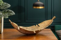 Deko Schale in Gold 62 cm lang aus Metall Handarbeit