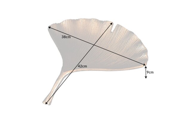 Deko Schale aus Metall 42 cm lang in Gold Ginko Asiatisch