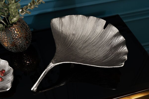 Dekoschale in Silber Handarbeit 42 cm Ginko Design Asiatisch