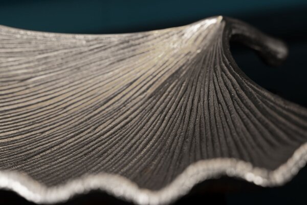 Dekoschale in Silber Handarbeit 42 cm Ginko Design Asiatisch