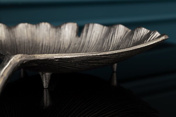 Dekoschale in Silber Handarbeit 42 cm Ginko Design Asiatisch