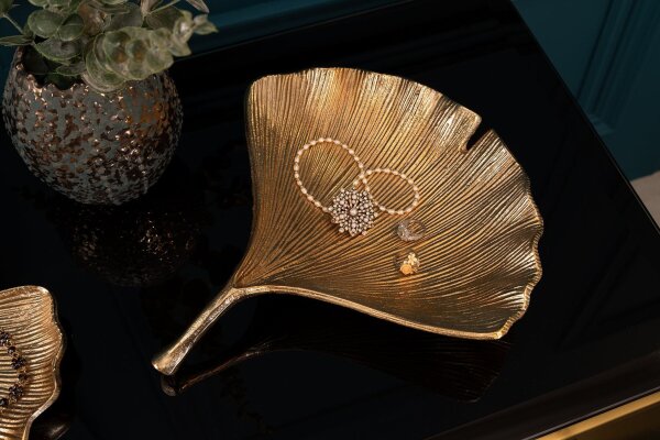 Dekoschale in Gold Handarbeit L: 33 cm Ginko Design Asiatisch