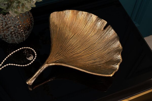 Dekoschale in Gold Handarbeit L: 33 cm Ginko Design Asiatisch