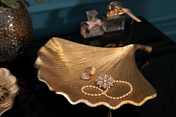Dekoschale in Gold Handarbeit L: 33 cm Ginko Design Asiatisch