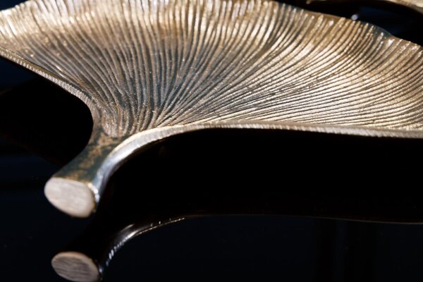 Schale Metall in Gold L: 42 cm Ginko Handarbeit Asiatisch
