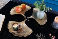 Schale Metall in Gold L: 42 cm Ginko Handarbeit Asiatisch